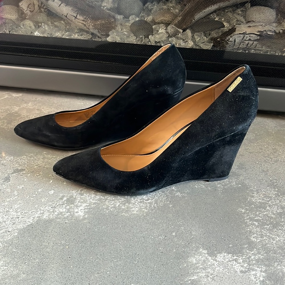 Black Calvin Klein closed toe wedges